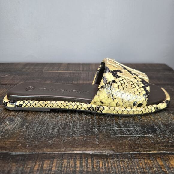 NEW Tory Burch Double T Sport Slides Womens Size 6 Sandals Flip Flops Snakeskin - Picture 5 of 12